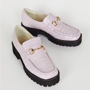 Intentionally Blank lavender purple croc HK-2 lug platform loafers - size 7